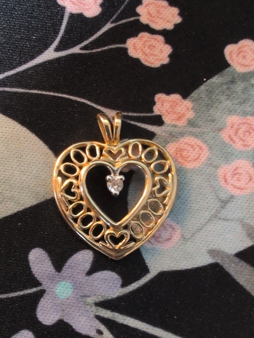 Vintage "2000" Heart Filagree Pendant